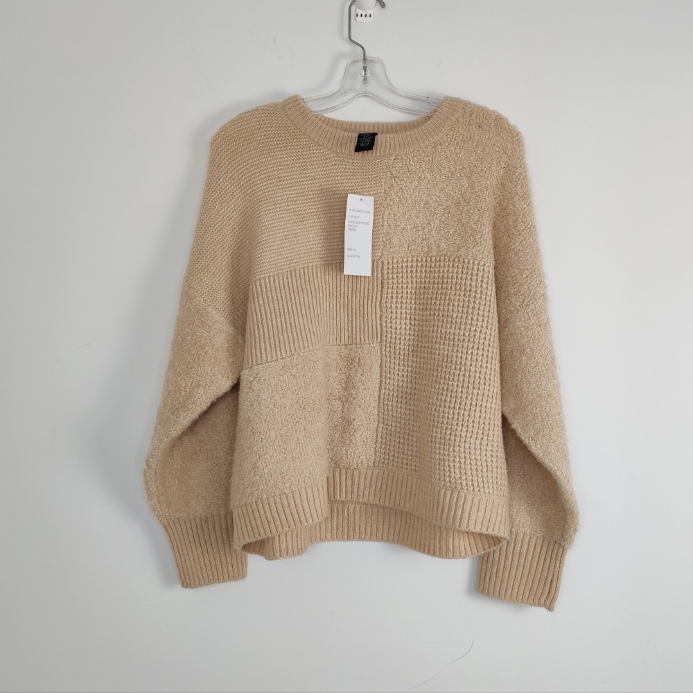 Design History Textured Beige Sweater Eco-Friendly Fabric - Size XL Wool Blend